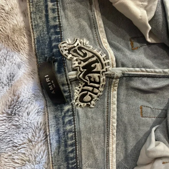 AMIRI Star-Embellished Gray Jeans